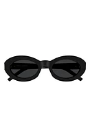 Saint Laurent 52mm Round Sunglasses in Black at Nordstrom