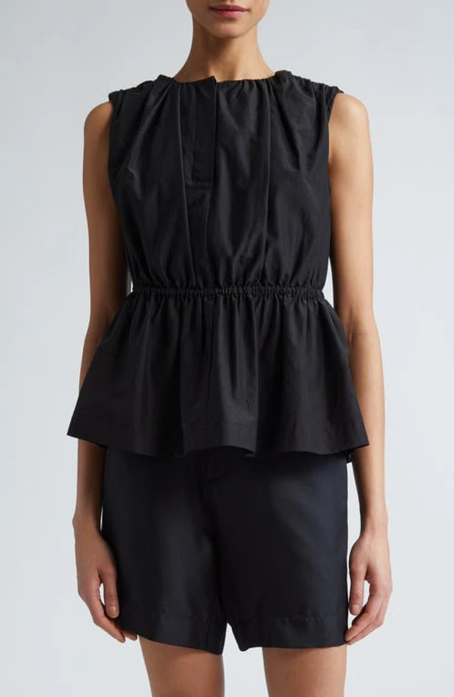 Loulou Studio Sleeveless Cotton & Silk Peplum Top Black at Nordstrom,