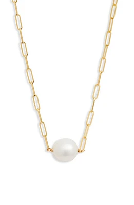 Poppy Finch Cultured Pearl Pendant Necklace in Pearl/14K Yellow Gold at Nordstrom, Size 16