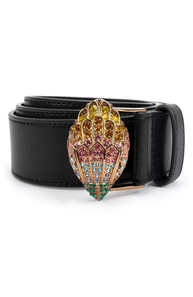 Kurt Geiger London Crystal Eagle Buckle Belt Black /Antique Brass at Nordstrom,