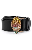 Kurt Geiger London Crystal Eagle Buckle Belt Black /Antique Brass at Nordstrom,