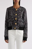 Balmain Button-Up Tweed Bomber Jacket Eah Black Multi at Nordstrom, Us