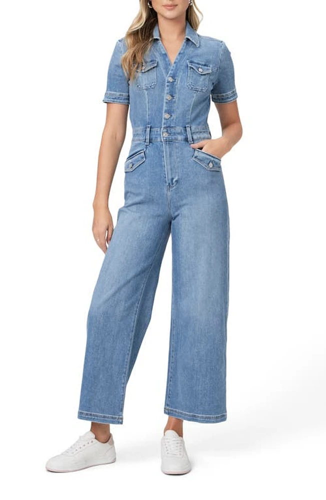 PAIGE Harper Ankle Wide Leg Denim Jumpsuit Rock Show at Nordstrom,