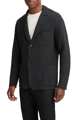 Vince Notched Collar Cardigan in Heather Black at Nordstrom, Size X-Large