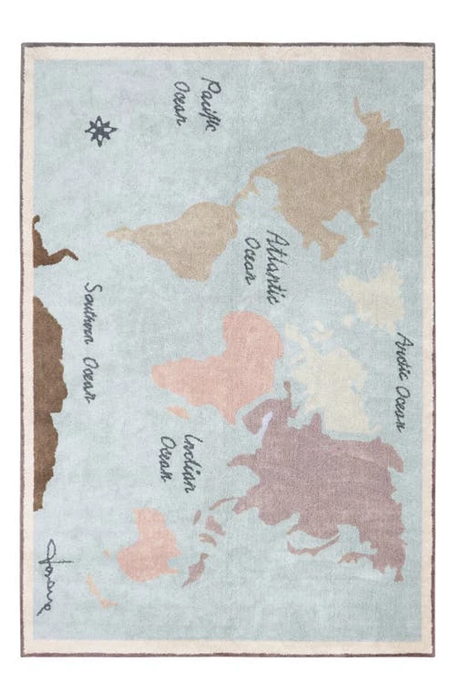 Lorena Canals Vintage Map Washable Cotton Blend Rug in Natural Sand Beige Marron at Nordstrom