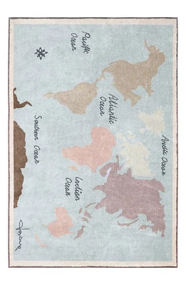 Lorena Canals Vintage Map Washable Cotton Blend Rug in Natural Sand Beige Marron at Nordstrom