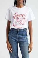 Ganni Kitty Organic Cotton Graphic T-Shirt in Bright White at Nordstrom, Size Small