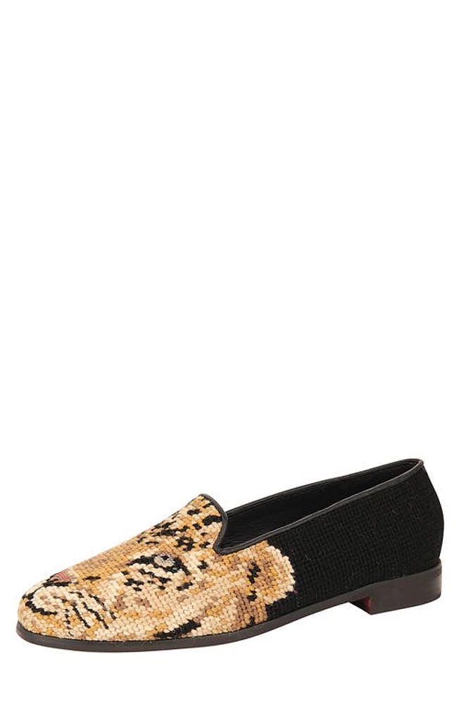 ByPaige BY PAIGE Needlepoint Big Cat Flat in Black at Nordstrom, Size 8.5