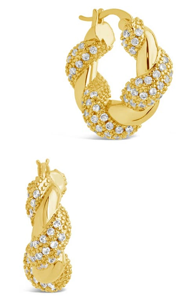 Sterling Forever Florence Pavé Hoop Earrings in Gold at Nordstrom