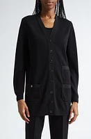 Lafayette 148 New York Three-Pocket Long Cardigan Black at Nordstrom,