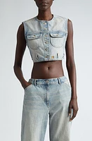 Courrèges Multiflex Crop Denim Vest Light Blue Wash at Nordstrom, Us