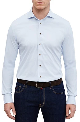 Emanuel Berg 4Flex Modern Fit Solid Knit Button-Up Shirt Light Pastel Blue at Nordstrom,