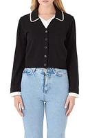 English Factory Bead Trim Cardigan in Black/White at Nordstrom, Size Small