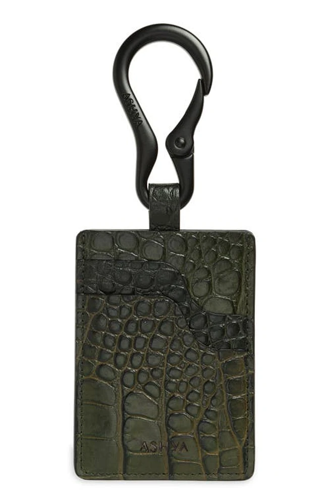 ASHYA Croc Embossed Leather Card Holder in Okro Croc at Nordstrom