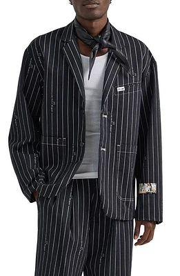 Lee x Basquiat Stripe Cotton Blazer Black at Nordstrom,