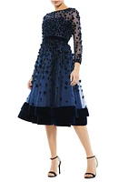 Mac Duggal Long Sleeve Fit & Flare Velvet Embellished Cocktail Dress at Nordstrom,