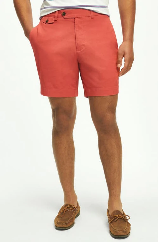 Brooks Brothers Flat Front Stretch Poplin Chino Shorts Mineral Red at Nordstrom,