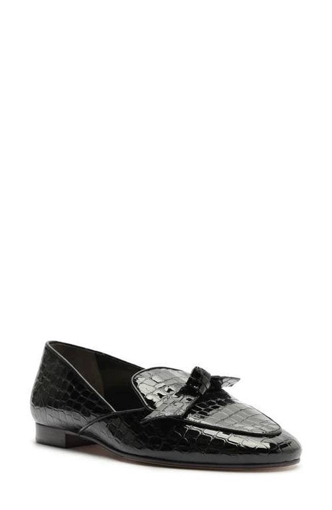 Alexandre Birman Clarita Belgian Croc Embossed Loafer Black at Nordstrom,