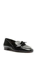 Alexandre Birman Clarita Belgian Croc Embossed Loafer Black at Nordstrom,