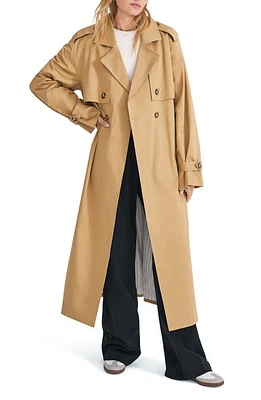 Favorite Daughter The Charles Tie Waist Double Breasted Trench Coat Sand at Nordstrom,