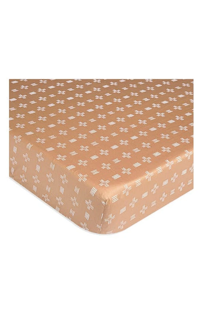 CRANE BABY Cotton Sateen Fitted Crib Sheet in Copper Dash at Nordstrom