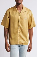 PacSun Echo Park Embroidered Lyocell Camp Shirt Gold at Nordstrom,