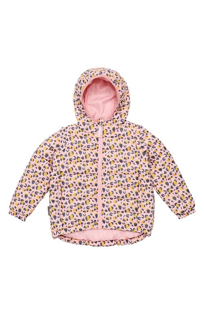 Snapper Rock Kids' Leopard Love Water Repellent 2-in-1 Puffer Jacket Pink at Nordstrom, Y