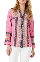 NIC+ZOE Spotty Stripes Button-Up Shirt Pink Multi at Nordstrom,