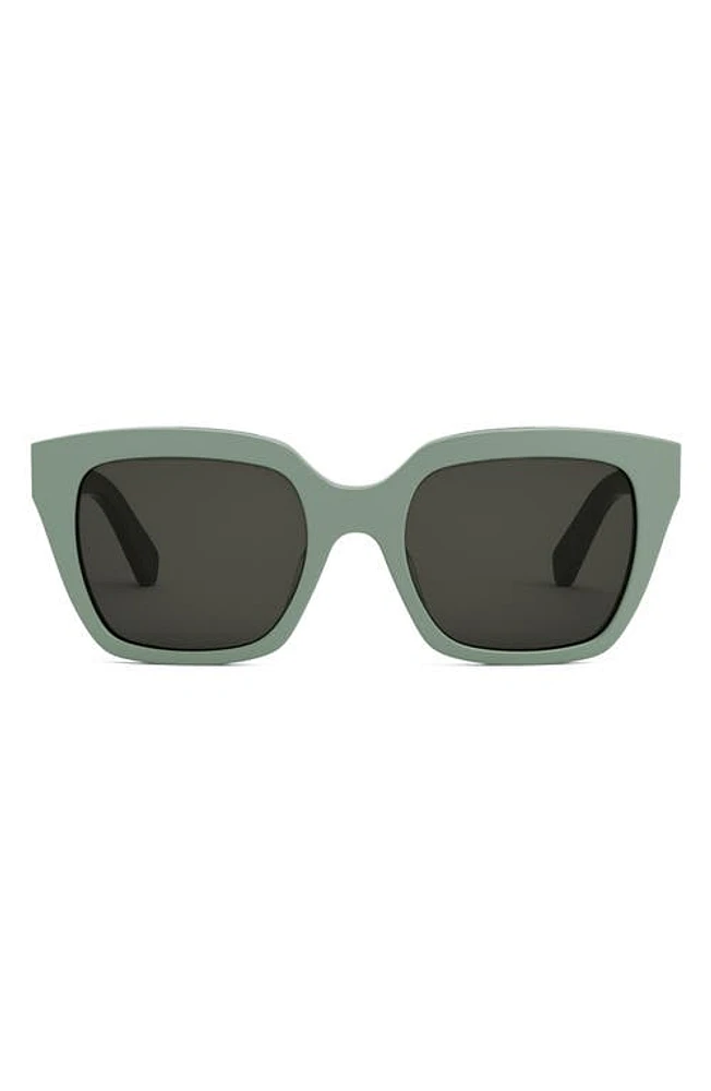 CELINE Monochrome 56mm Square Sunglasses in Light Green /Smoke at Nordstrom