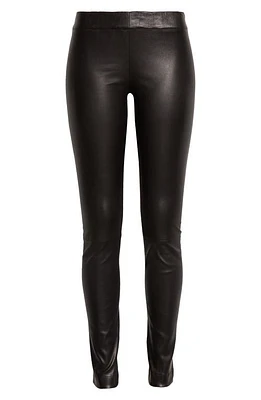 The Row Shiny Lambskin Leather Leggings Black at Nordstrom,