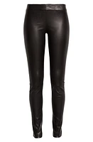 The Row Shiny Lambskin Leather Leggings Black at Nordstrom,