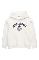 Dolce & Gabbana Kids' Logo Stretch Cotton Hoodie in White Prnt at Nordstrom, Size 10