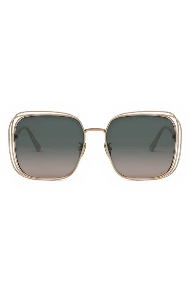 Fildior S1U 58mm Square Sunglasses in Shiny Rose Gold /Green at Nordstrom