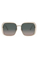 Fildior S1U 58mm Square Sunglasses in Shiny Rose Gold /Green at Nordstrom