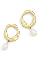 Madewell Cultured Freshwater Pearl Frontal Hoop Earrings in Vintage Gold at Nordstrom