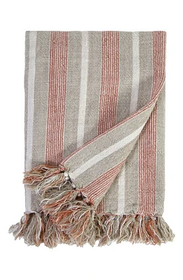 Pom Pom at Home Montecito Stripe Linen Throw Blanket in Terra Cotta/natural at Nordstrom