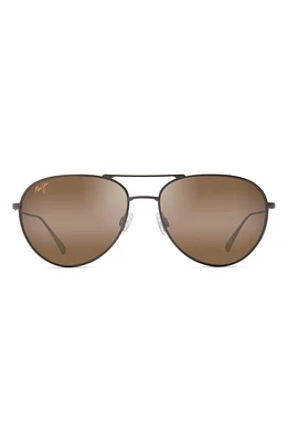 Maui Jim Walaka 57mm PolarizedPlus2 Aviator Sunglasses in Satin Sepia at Nordstrom