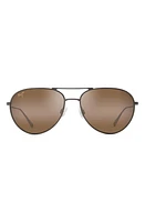 Maui Jim Walaka 57mm PolarizedPlus2 Aviator Sunglasses in Satin Sepia at Nordstrom