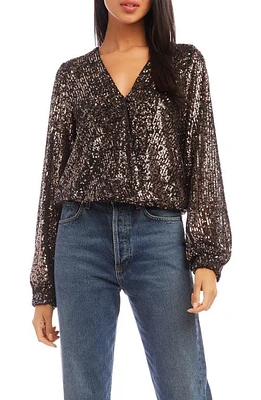 FIFTEEN TWENTY Sequin Wrap Top in Brown at Nordstrom, Size Small