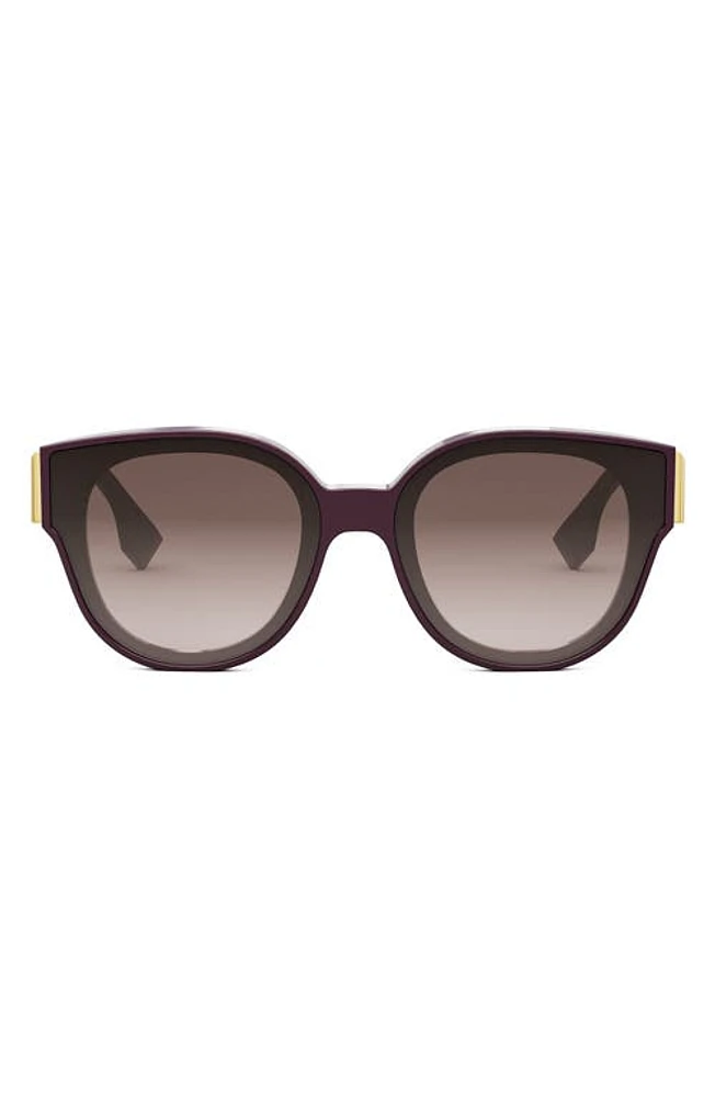 'Fendi First 63mm Gradient Oversize Round Sunglasses in Shiny Violet /Gradient Brown at Nordstrom