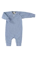 PAIGELAUREN Organic Cotton Blend Fleece Romper Blue at Nordstrom,