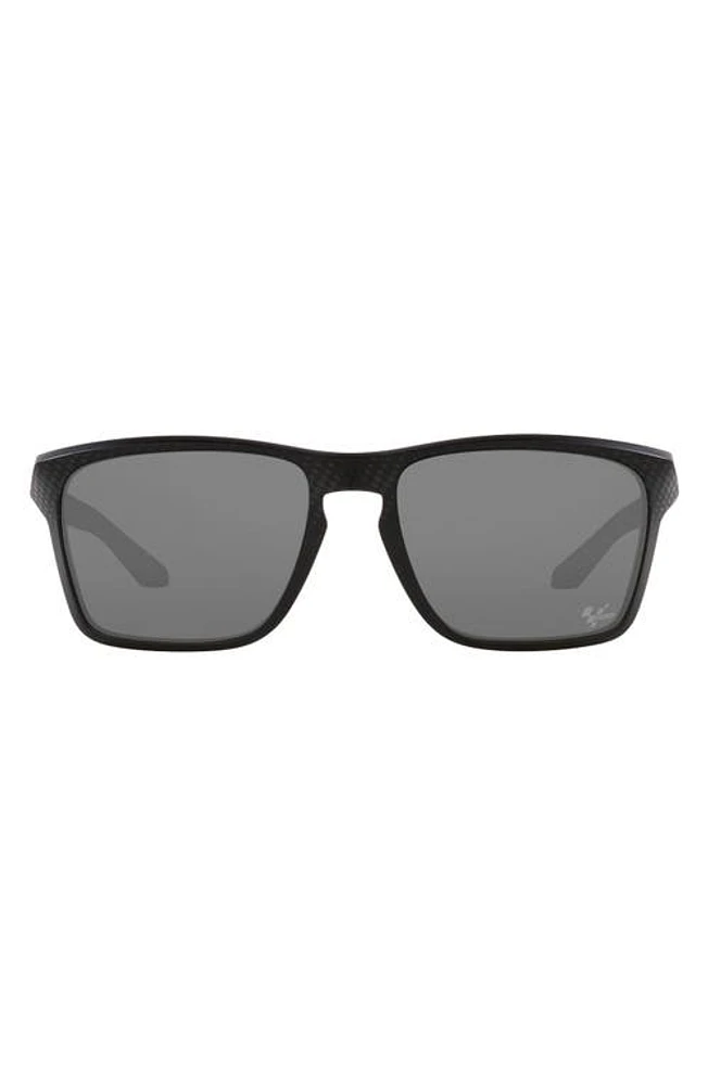 Oakley Sylas 57mm Prizm Rectangular Sunglasses in Shiny Black at Nordstrom