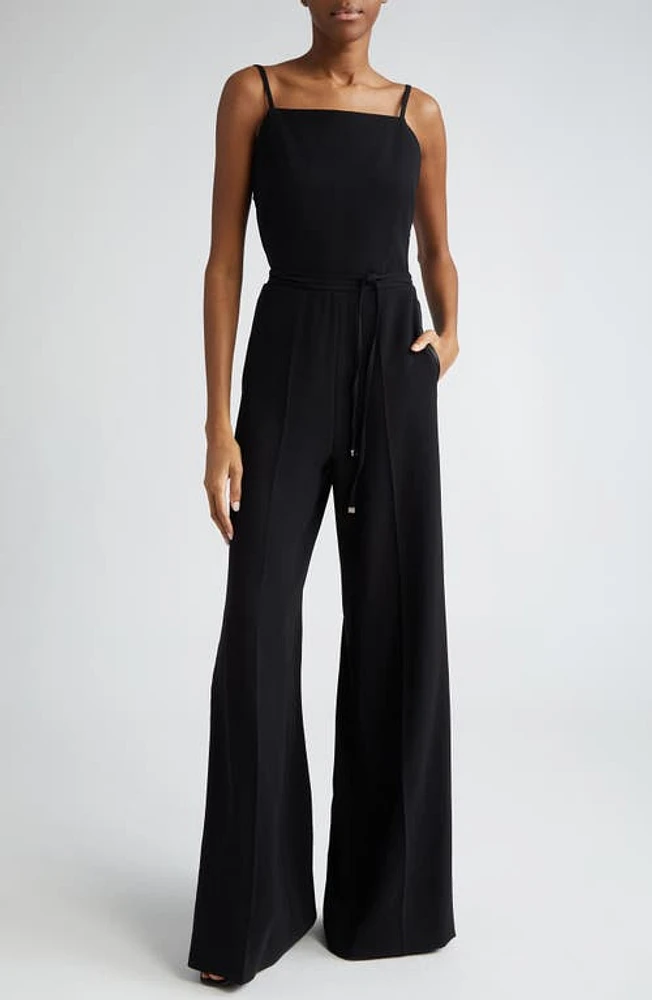 Max Mara Elvy Square Neck Strappy Back Jumpsuit Black at Nordstrom,