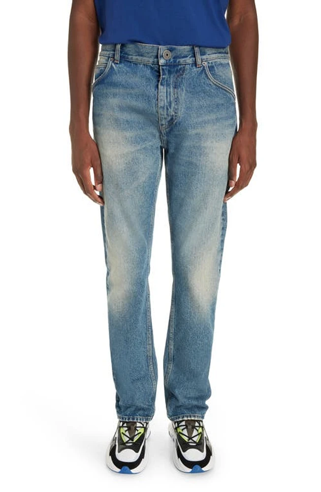 Balmain Regular Fit Jeans 6Ff Blue at Nordstrom,