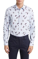 Paul Smith Tailored Fit Floral Stripe Cotton Dress Shirt Light Blue at Nordstrom,