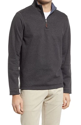 Johnston & Murphy Reversible Quarter Zip Pullover Charcoal/ at Nordstrom