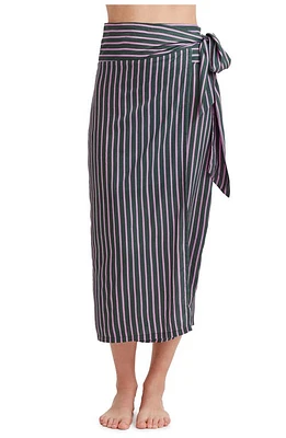 Au Naturel by Gottex Printed stripe long sarong skirt swim cover up Dark Olive at Nordstrom,