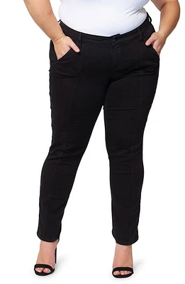 SLINK Jeans Mid Rise Cigarette Leg Black at Nordstrom,