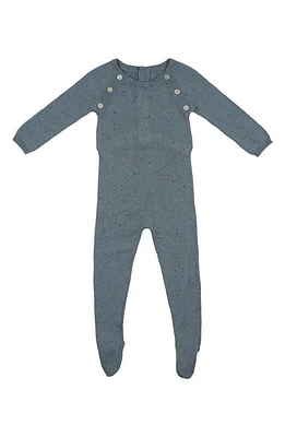 Manière Speckled Button Accent Footie Flecked Blue at Nordstrom,