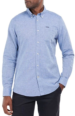 Barbour Nelson Tailored Fit Solid Linen & Cotton Button-Down Shirt at Nordstrom